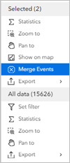 Merge Events data action Merge Events data action
